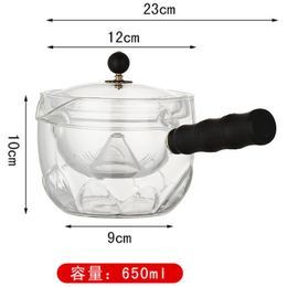 Rotary 360 ° 650 ml de verre résistant à la chaleur avec une doublure infuseure filtre Kungfu To Pandage en bois côté en bois