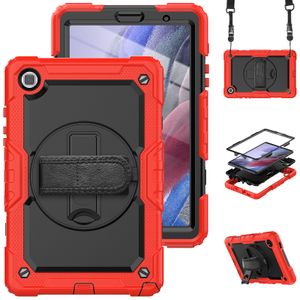 360 Roterende beugel Handriem Cover Smart Case voor Samsung Galaxy Tab A7 Lite 8.7 T220 T225 A7 A8 10.4 10.5 S7 S8 plus ultra x900 schokbestendige tablet