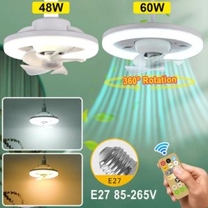 Modern Ceiling Fan Light, 360° Rotatable LED Fan Light Fixture with Remote Control, E27 Intelligent Fan Light for Living Room, Bedroom, Top Light (85-265V)