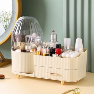 Boîte de rangement cosmétique à 360 ° ROTATION COSMÉTIQUE DES BROSSES DE MAQUEUR DE BURANCE Organisateur Organisateur Portable Lipstick Eyeliner Stand Boxs 240415