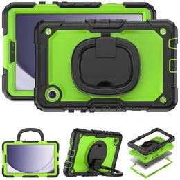 Fundas resistentes para tableta con mango giratorio 360 para Samsung Galaxy Tab A9 de 8,7 pulgadas 2023, funda protectora de silicona a prueba de golpes, funda con función atril y correa para el hombro + película PET