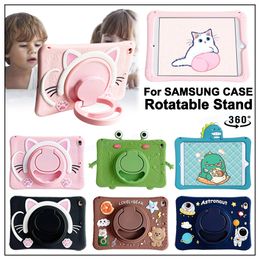 Funda giratoria 360 para niños para Samsung Galaxy Tab A8 10.5 A 8.0 10.1 Funda con soporte para tableta para Tab A7 10.4 S6 Lite P610 T220 Fundas protectoras de silicona con dibujos animados lindos con cordón