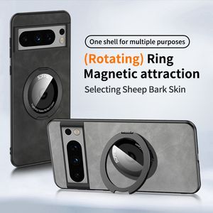360 roterende magnetische lederen telefoonhoes voor iPhone 15 Plus 14 13 Pro Max Samsung Galaxy S23 Ultra S23FE Google Pixel 8 8 Pro 7 7A 7Pro 6A Ondersteunt draadloos opladen