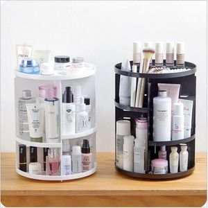 Organizador de maquillaje giratorio 360, caja de almacenamiento, cepillos cosméticos de plástico ajustable, soporte para lápiz labial, contenedor para joyas, soporte 270x