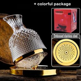 360 Rotation de ventre de vin tourbillard 1500 ml Dispensateur Crystal Bottle Aerator Mirror Jug Gift Bar Decoration 240420