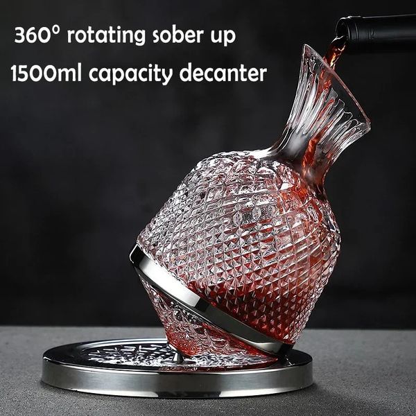 360 Rotation de ventre de ventre Tubler 1500 ml Dispensateur Crystal Bottle Aerator Mirror Jug Gift Bar Decoration 240419