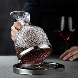 360 Rotation Wine Decanter Tobester Design Dispensateur Crystal Glass Aerator Mirror Jug Gift Bar Decor Art Glassware 1500ml 240415