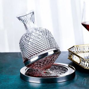 360 Rotation Wine Decanter Tobering Design Dispenser Crystal Glass Wine Aerator Mirror Jug Gift Bar décor art verrerie 1500ml 231222