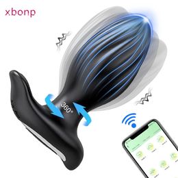 Application de rotation à 360 ° vibrateur de bouchon anal Bluetooth pour hommes swing cul mâle mâle masseur adulte biens de sexe