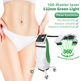 360 Rotation Emerald Laser 10D Green Light 532Nm Laser Fat Loss dissolvant le corps minceur de thérapie de thérapie laser froide
