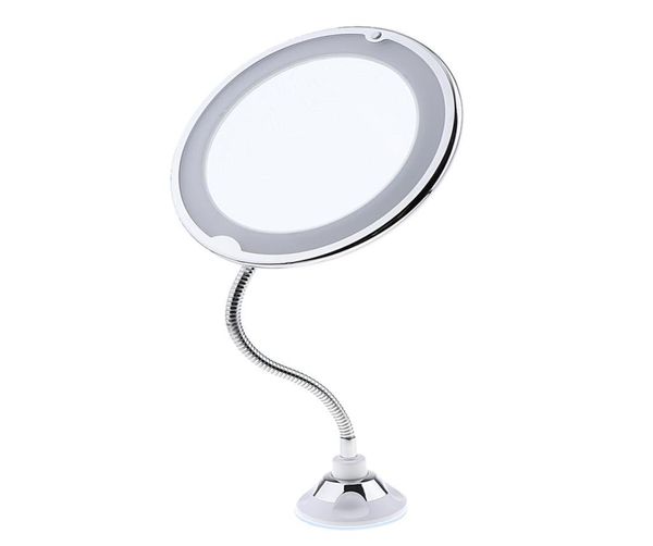 Cuello de cisne Flexible con rotación de 360 °, espejo de afeitado y maquillaje con luz LED de aumento de 10x, cuello de cisne Flexible ajustable 5323255