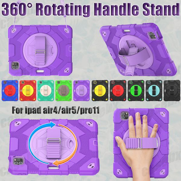 STRAP HAND 360 Étui à tenue de rotation pour iPad Air 5 4 10,9 pouces iPad Pro 11 Couverture de tablette de choc pour enfants Rugged Kid