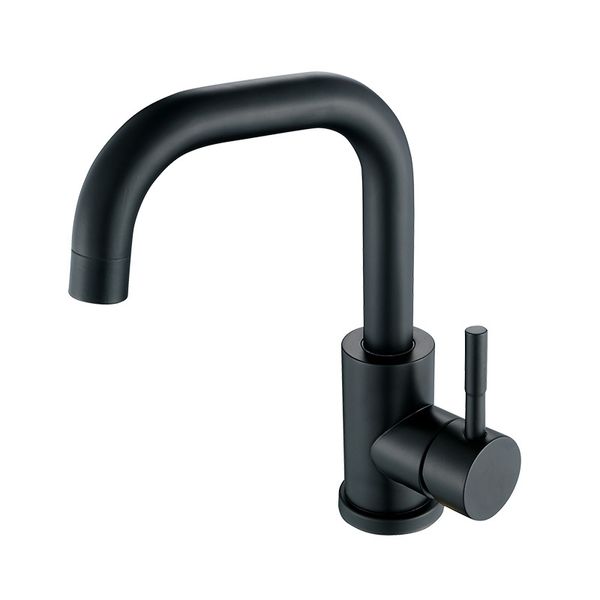 Grifos de fregadero de rotación 360, grifo de lavabo de baño de níquel negro, mezclador de lavado en frío y caliente de acero inoxidable 304, grifo de grúa de un solo mango