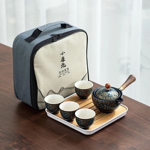 Machine à thé rotative à 360 °, service à thé de voyage Portable, tasse en céramique, théière infuseur pour Puer chinois Gongfu extérieur 240328