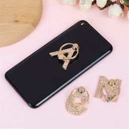 360 Rotatie Universele Smartphone A-Z Letter Stand Multifunctionele Mobiele Telefoon Beugel Alfabet Luxe Diamond Finger Ring Holder