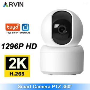 Caméra de sécurité intelligente 360 ° PTZ 2K, moniteur pour bébé, 1296x2304P, panoramique HD, Vision nocturne, Webcam, travail TUYA