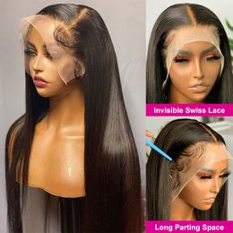 360 Rechte Full Lace Front Pruiken Pre Geplukt 5x5 Hd Vetersluiting Pruik 13x6 Lace frontale Menselijk Haar Pruiken 30 Inch Lace Front Pruik