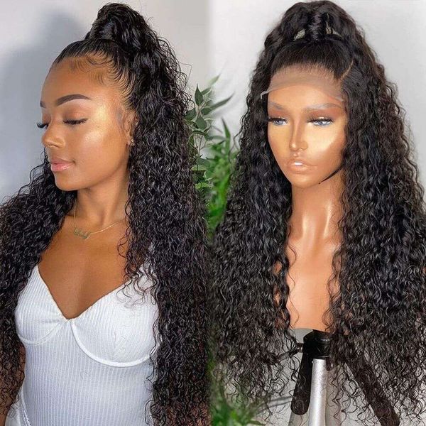 360 Water Wave Lace Wig Front Hd Wate Wate WATE LACE LACE FRONTAL BRÉSILIEN Perruques pour femmes noires Human Human 13x4 13x6 Curly Hoils Wig