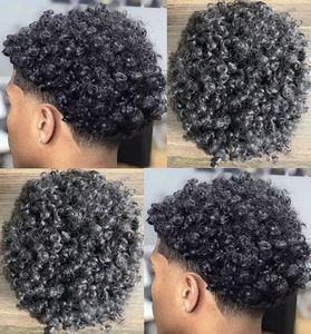 15mm Afro Curl Mono Dentelle Toupee Hommes Perruque 10A Brésilien Vierge Postiches Humains pour Hommes Livraison Express Rapide