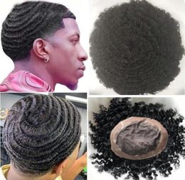 360 Wave Afro Hair Mono avec NPU TUPEE MENS WIG FULL LACE TUPEE INDIAN VILLE REMY HUMAN HEIRS Remplacement des hommes 6181854