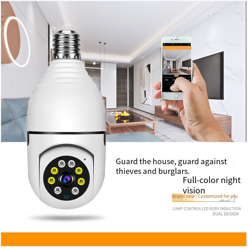 360 Wi -Fi Panorama Camera Bulb Panoramic Night Vision Двухсторонние аудио домашнее безопасность видео наблюдение с рыбным лампом HD мини -камеры