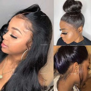 360 Pruik Braziliaans Human Hair Pre Plucke voor zwarte vrouwen Synthetische rechte kanten voorpruiken met babyhair s