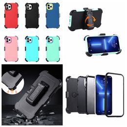 360 avec support de ceinture à clip Étuis antichoc pour iPhone 15 14 Pro Max 13 12 11 XR XS MAX X 8 7 6 Iphone15 Hard PC Soft TPU Plastic Hybrid Layer 3in1 Luxury Kickstand Phone Cover