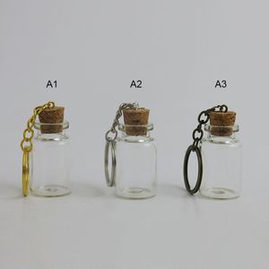 360 x 10 ml Botella de vidrio pequeña transparente Colgante de corcho Vial Llavero ajustable para regalo de boda Uso hermoso para mujeres