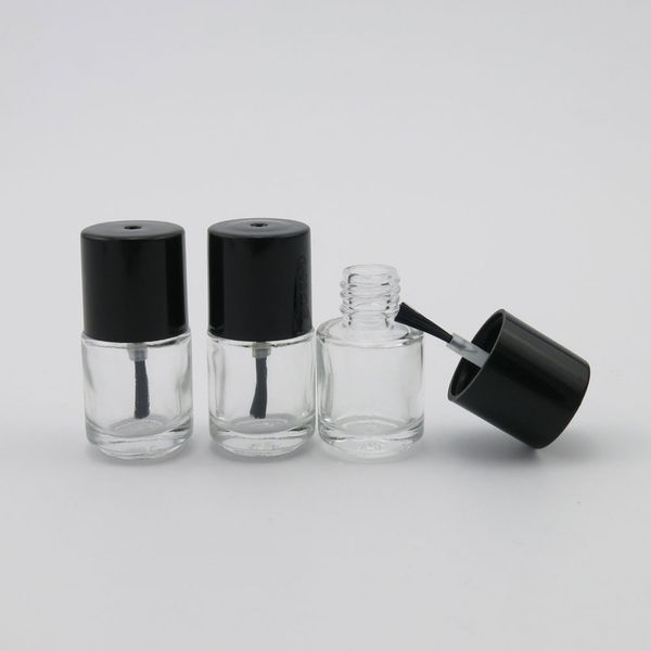 Bouteille vide de vernis à ongles de 360x5ml, bouteille d'emballage en verre transparent avec capuchon de brosse en argent noir et blanc, récipient cosmétique, bouteille de voyage