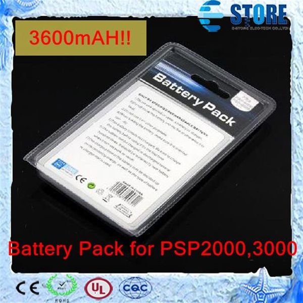 Paquete de batería de 3600mah 3 6v para sony psp 1000 psp2000 3000 paquete de caja blanca nueva y express 2790