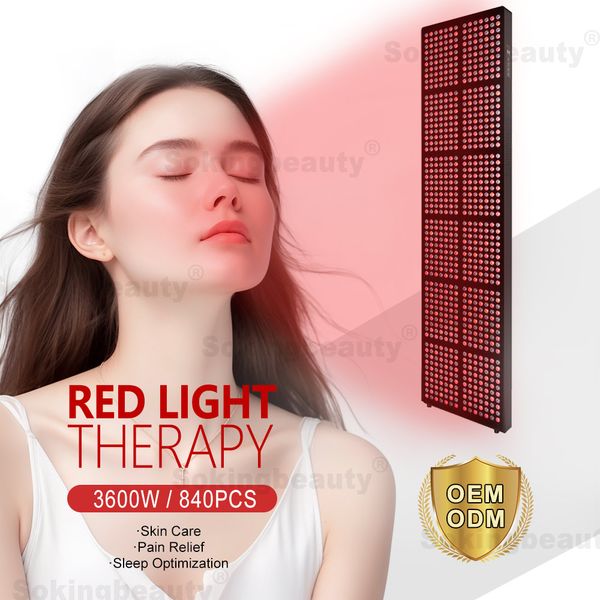 Panel de terapia de luz roja de cuerpo completo, 3600W, 660nm, 850nm, luz LED infrarroja cercana para aliviar el dolor, rejuvenecimiento de la piel, antienvejecimiento