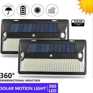 Lámparas solares 360LED Linterna para acampar 360 ° Gran angular 2500LM Sensor doble Luces de pared LED 3 Modo de trabajo Luces de sensor de calle Iluminación exterior para jardín Alkingline