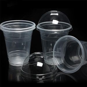 360ml Drinkware tasse avec bouchon en plastique dur gobelet jetable nourriture fruits jus tasse Transparent grande capacité T2I223