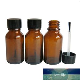 360 pcs/lot 20 ml Bouteille En Verre Ambre Vide avec Bouchon De Brosse Noir Bouteille De Vernis À Ongles En Verre Brun Flacon Cosmétique Portable