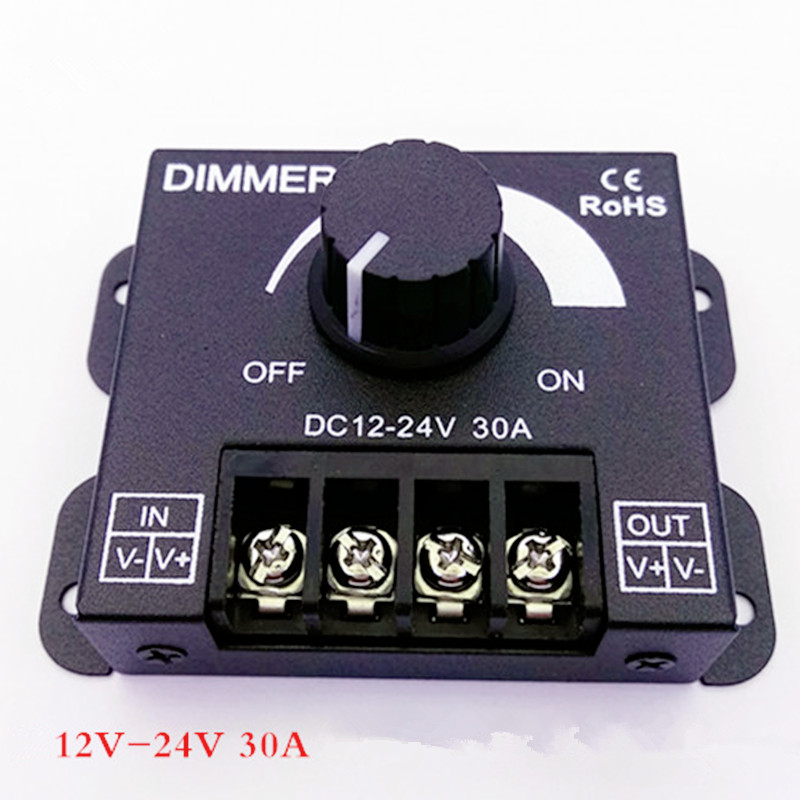 360W 30A DC12-24V Dimmer LED Pojedyncza przełącznik kolorów Strip Strip Sterownik dla 5050 5630 3014 3528 Światło