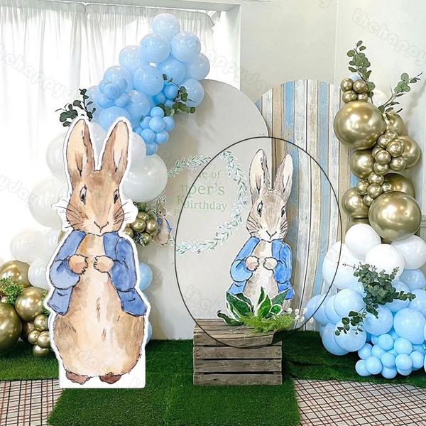 362418 Rabbit KT Board Party Cutout Jungle Safari Birdal Balloons Baby Shower Wild One 1st Decorations 240407