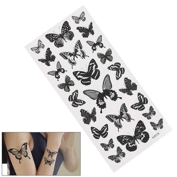 3677 Transfert de tatouage 1 feuille étanche à tatouage temporaire autocollant 3D papillon faux tatouage flash transfert tatouage de jambe de jambe à main pour les femmes art corporel 240426