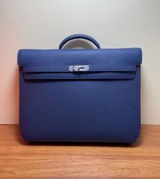 merktas designer portemonnee 36cm herenaktentas volledig handgemaakt kwaliteit italië togo leer wax stiksels marineblauw zwart bruin grijs kleuren snelle levering