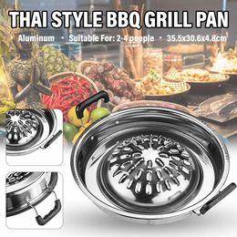 36 cm Style BBQ Grill Pan en aluminium barbecue topper plaque de cuisinière panier vapeur à vapeur de cuisine outils de cuisson des outils de cuisson 240402