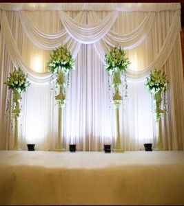 36m 10ft20ft Rideau de mariage blanc lait Toiles de fond avec Swag Matériel de soie glacée de haute qualité Décorations de scène de fête de mariage 1120362