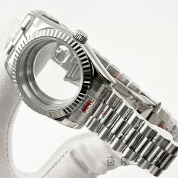 36 mm / 40 mm NH35 Silver Sapphire Crystal Watch Case Presidential Bracelet Imperproof pour NH34 NH35 NH36 PT5000 ETA 2824 Mouvement
