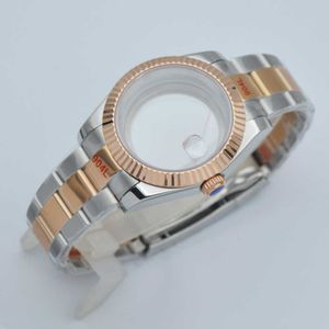 36mm / 40mm Zilver / Rose Gold Case Past Miyota 8205 8215 DG2813 Movement Sapphire Glass Steel Strap NH35 Case Q0902