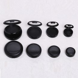Polvo compacto de sombra de ojos de plástico vacío negro de 36 mm, contenedor de colorete elegante de clase alta de 44 mm, herramienta de maquillaje profesional F1056