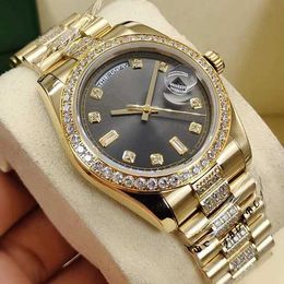 36mm datum diamant designer mode polshorloge gold heren horloge of dames kijkt luxe automatische mechanische beweging vouwbespeling