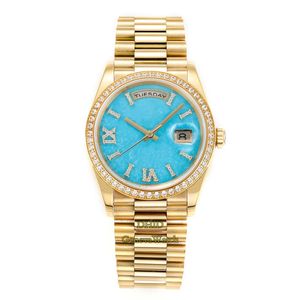 36 mm heren vrouwen diamant horloges eta 2834 mechanische Automaitc beweging horloge saffierglas 904L staalgouden kast armband montre de luxe