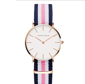 Relojes sencillos de 36MM para mujer, reloj de cuarzo preciso para mujer, correa de cuero cómoda o banda de nailon, relojes de pulsera para estudiantes, estilo informal