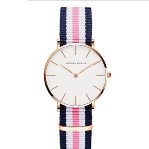 36MM eenvoudige dameshorloges Nauwkeurig quartz dameshorloge Comfortabele lederen band of nylon band Studentenhorloges Casual Style255r