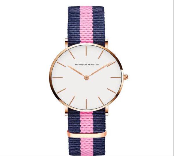 Motrices de mujer simples de 36 mm para mujeres de cuarzo preciso Mira la cómoda correa de cuero o los relojes de pulsera de la banda de nylon una variedad de colores C9016762