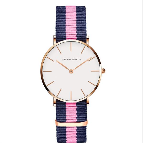 Relojes simples para mujer de 36 mm Reloj de cuarzo preciso para mujer Correa de cuero cómoda o relojes de pulsera con banda de nailon en una variedad de colores C234Z