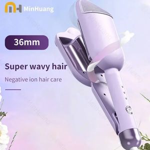 Curlers de cheveux ondulés de 36 mm Curling Wave Iron Volumizing Hair Lasting Styling Tools Egg Roll Head Waver Styler Wand Curling Irons 240507